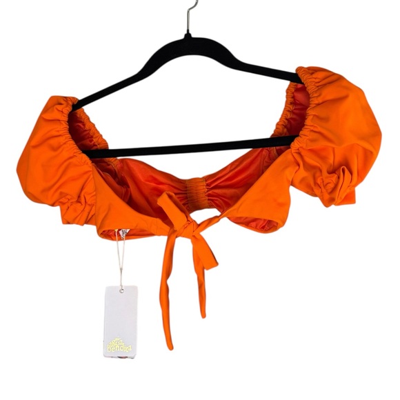 Agua Bendita Orange Puff Sleeve Crop Top sz S - Picture 3 of 9
